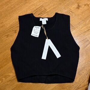 House of Harlow 1960 Black Ribbed Crop Top